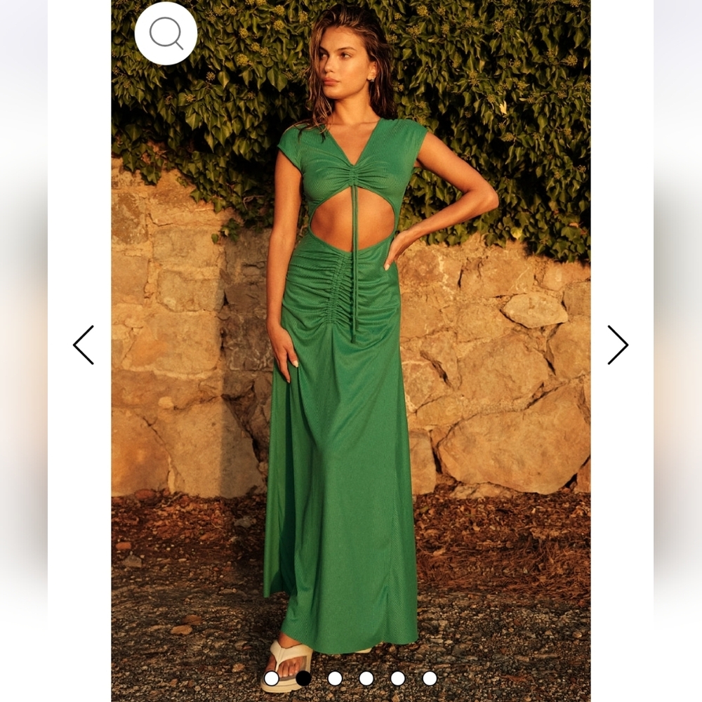 NWT $250 AGUA BENDITA ALIANA MAXI CUTOUT CINCH DRESS SIZE LARGE